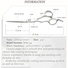 6.0 Inch Durable Left Handed Hair Scissors Precise Cutting High Sharpness